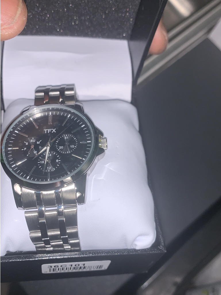 Mens Stainless Steel Black Dial Watch